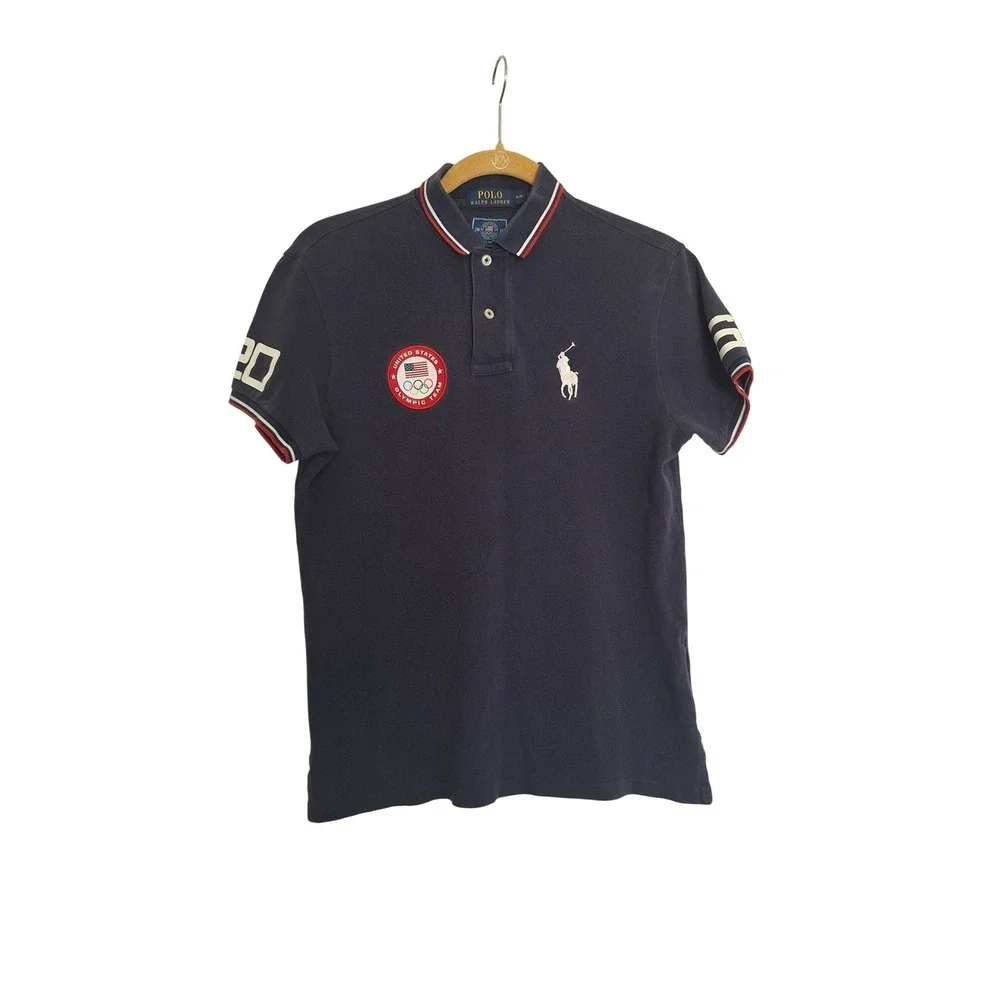 Polo Ralph Lauren Mens 2016 Team USA Olympic Games Polo Shirt Navy Blue Small